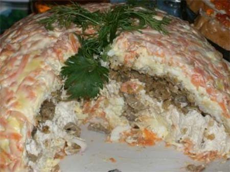 Куриный слоеный салат