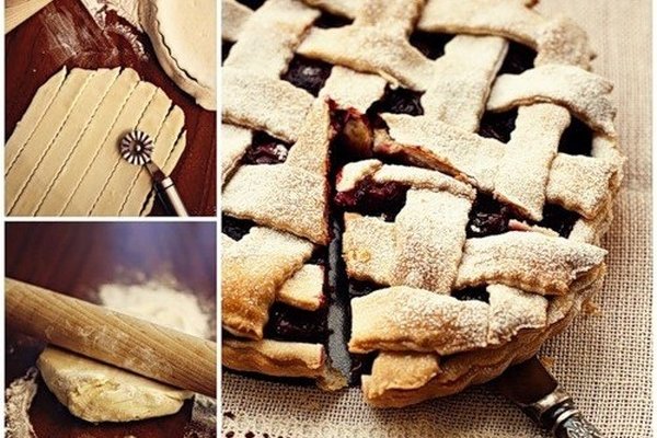 Вишневый пирог из слоеного теста