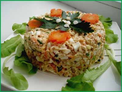 Салаты из отварной рыбы