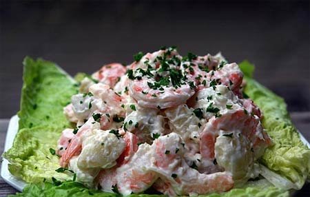 Салат с грибами и креветками