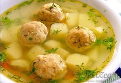Картофельный суп с фрикадельками (на объем супа в два литра)