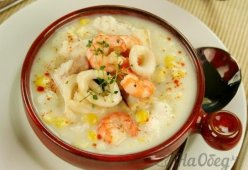 Сливочный суп с морепродуктами