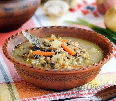 Грибной суп с перловой крупой