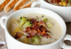 Суп из кролика с цветной капустой и брокколи