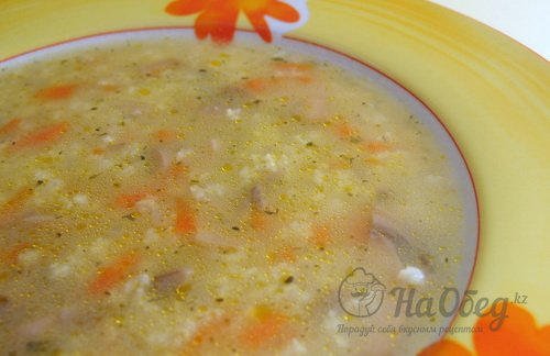 Супчик из пшена с чесночком