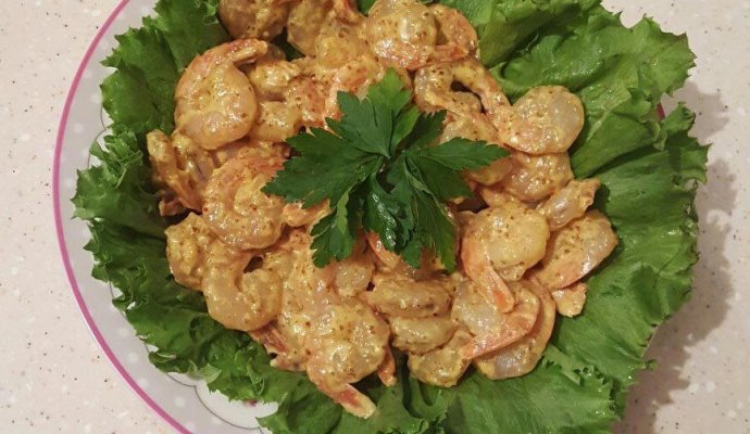 Креветки жареные с карри