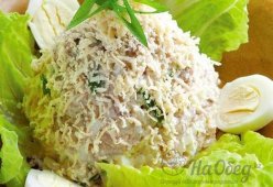 Салат из печени трески
