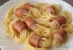 Макароны в сосисках