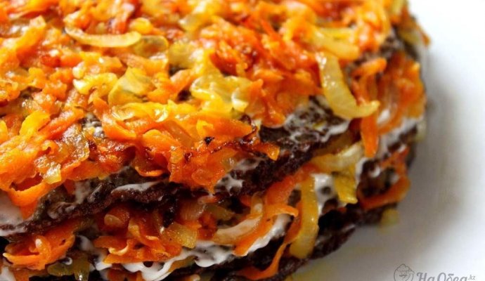 Печеночный торт из говяжьей печени