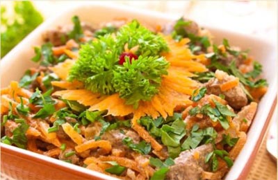 Салат с говяжьим сердцем и морковкой по-корейски