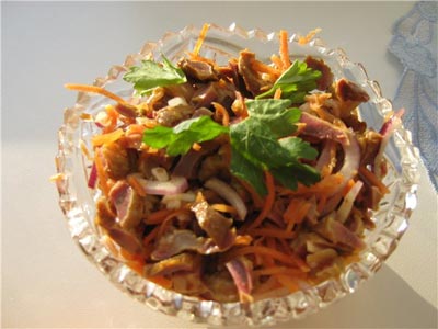 Салат с корейской морковью и баклажанами