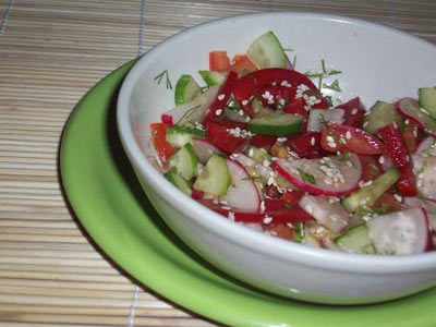 Салат из топинамбура и тофу