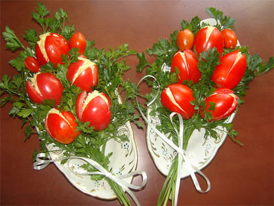 Салат Тюльпаны с крабовыми палочками